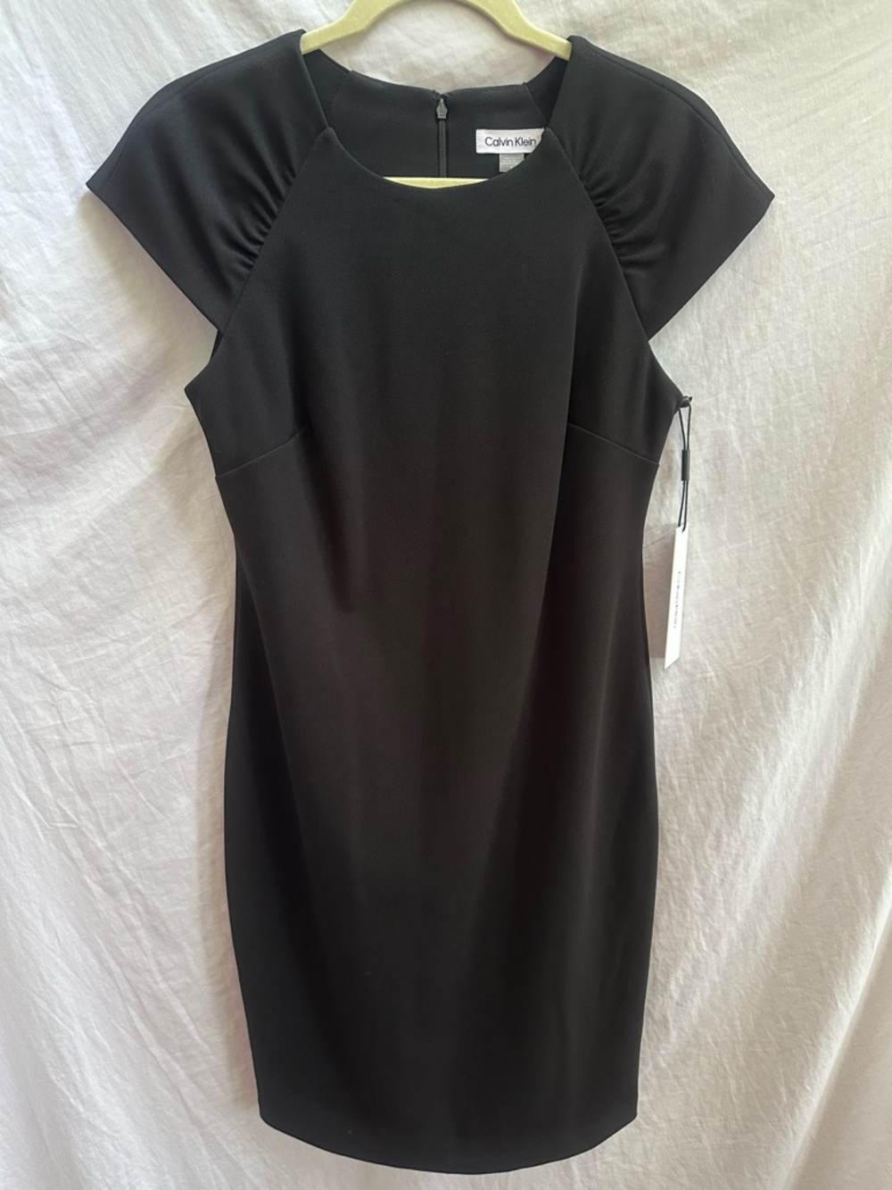 Calvin Klein Black Cap-Sleeve Midi Sheath Dress